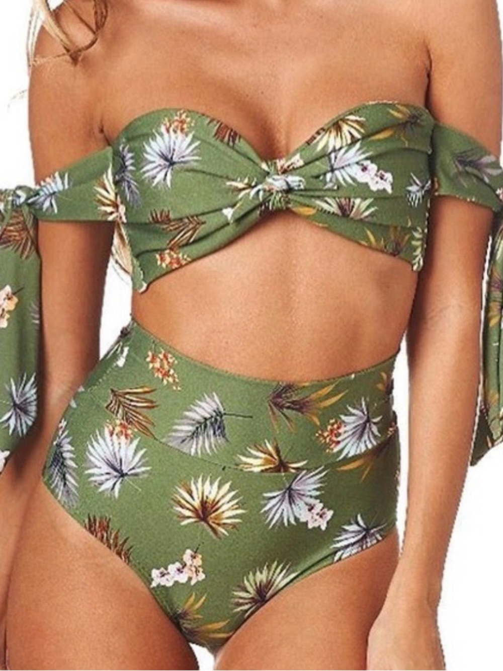 Montce "Plants on Green" Bikini top/Lowrise Cheeky Bikini Bottoms